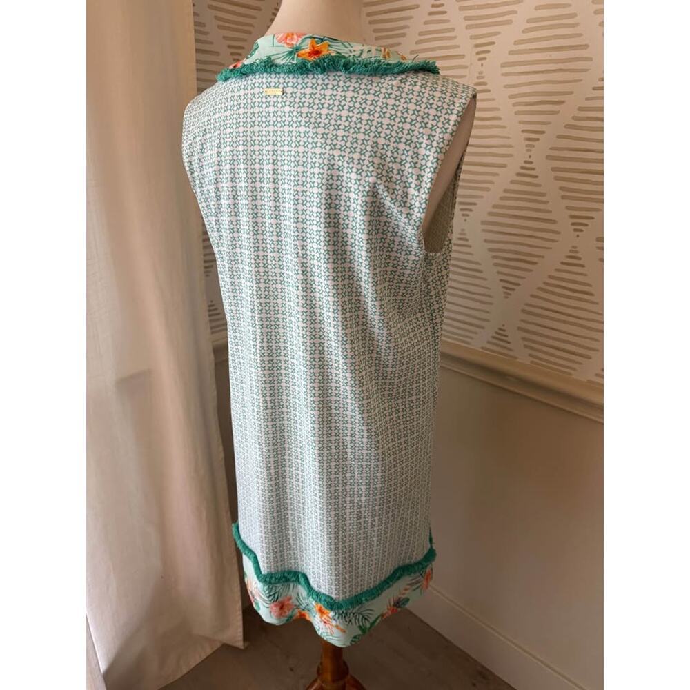 Cabana Life Women’s Medium Tulum Teal Fringe Sleeveless Tank Dress - Picture 8 of 10